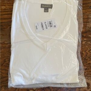 Style & Co Classic White V-Neck Long sleeve Pullover Sweater